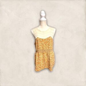 Iris Basic | Women’s Sleeveless Boho Floral Prairie Blouse Large